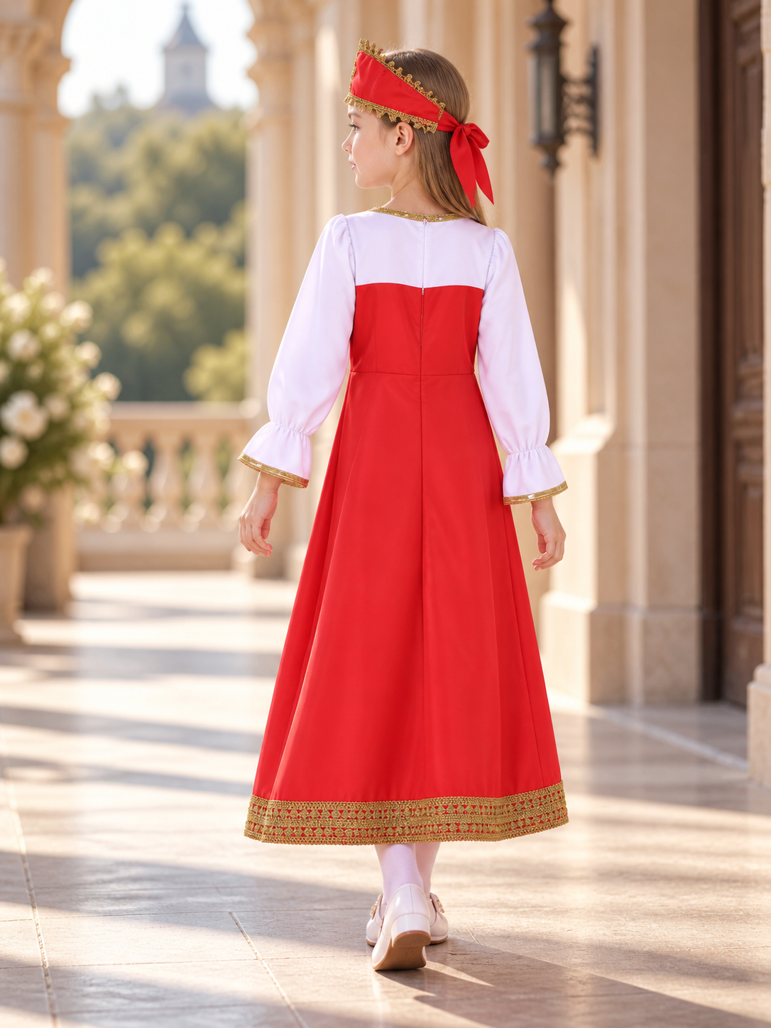 Long Carnival Dress with Headpiece back view