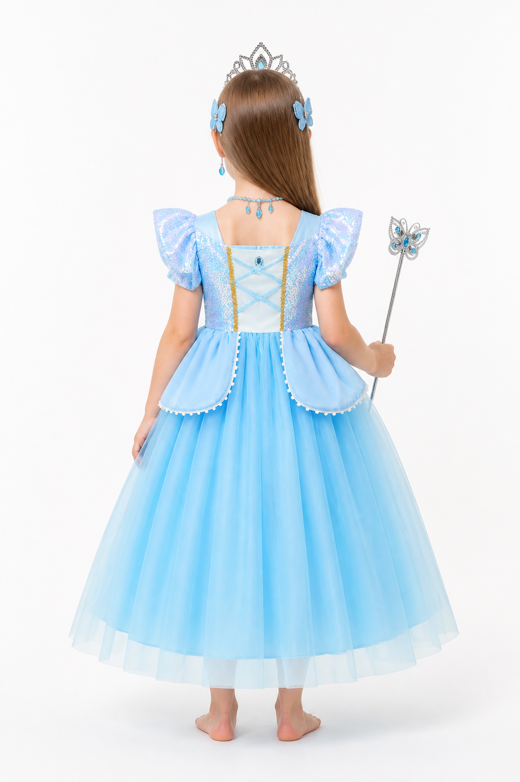 Blue Cinderella Princess Costume back view