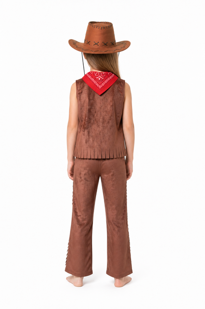 Cowboy Costume with Vest and Hat for Halloween back view