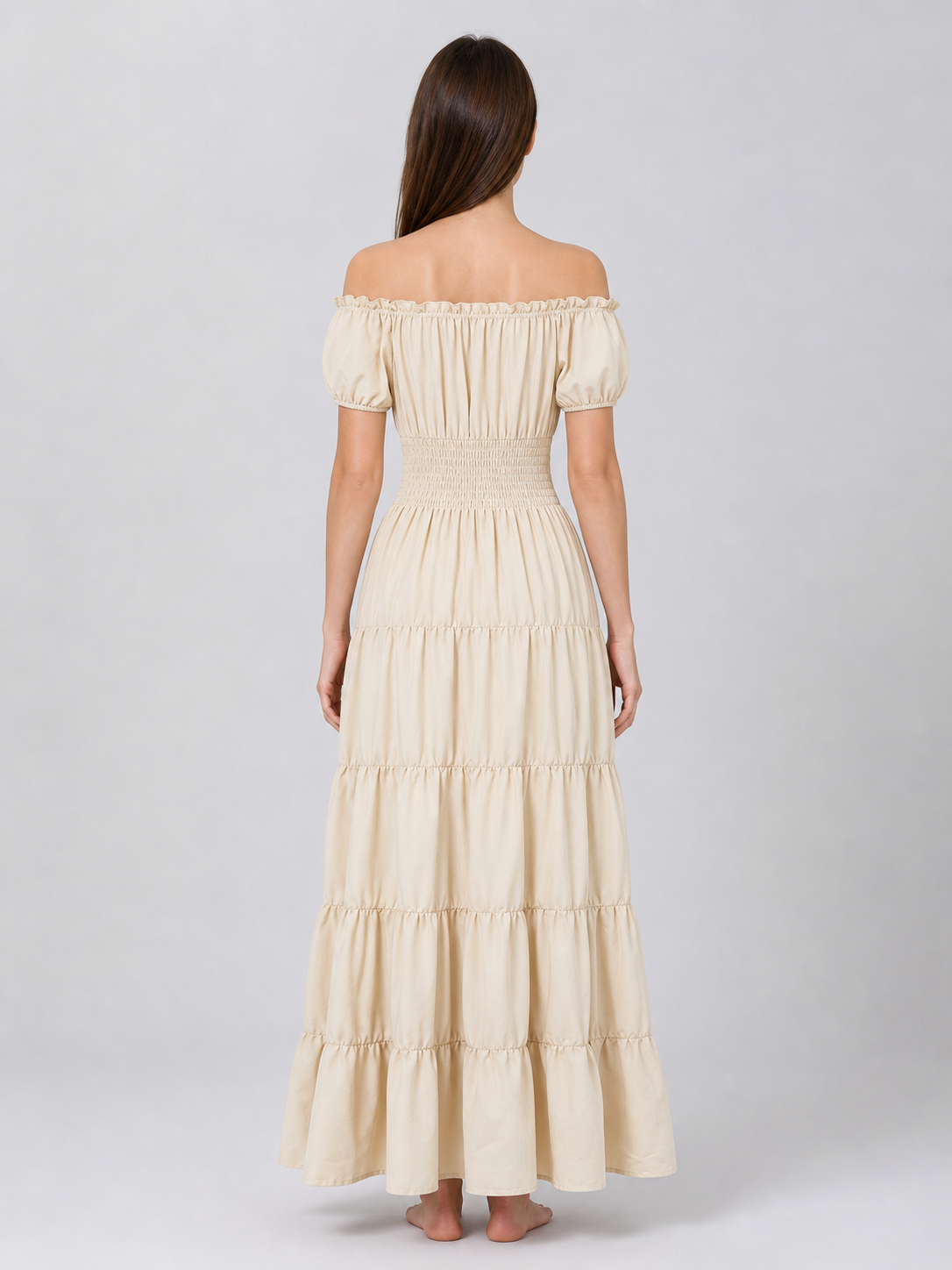 Medieval-Style Dress with a Tiered Skirt
