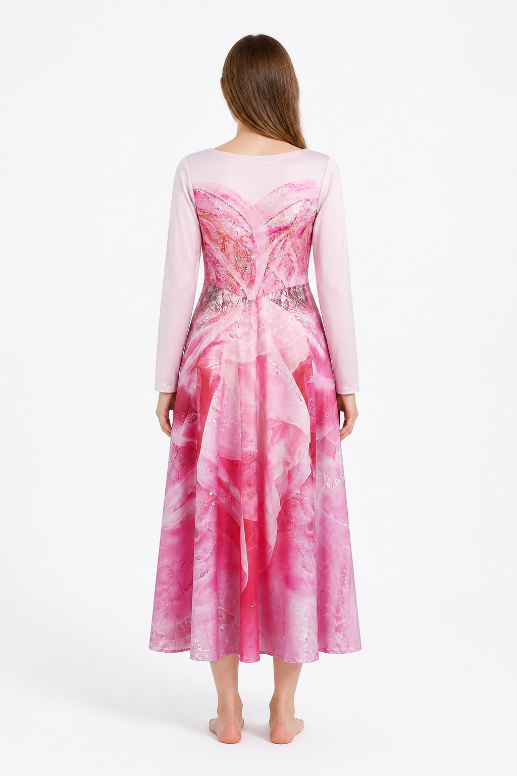 Glinda Cosplay Dress with Long Sleeves back view