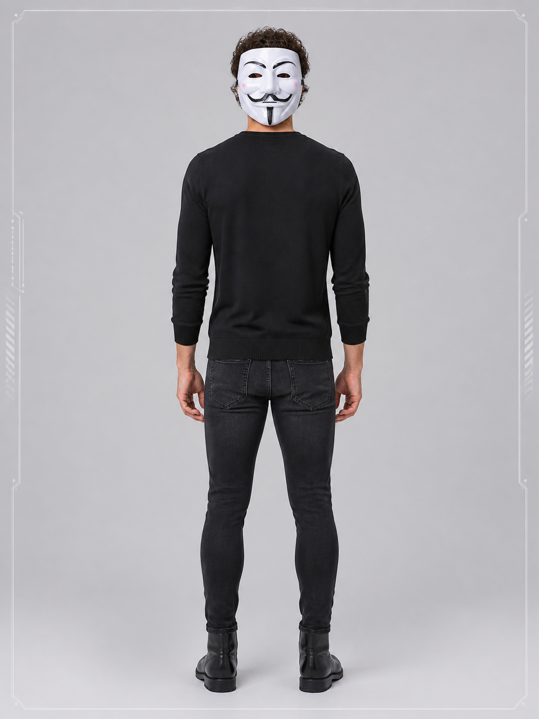 White Carnival Mask with Beard for Halloween