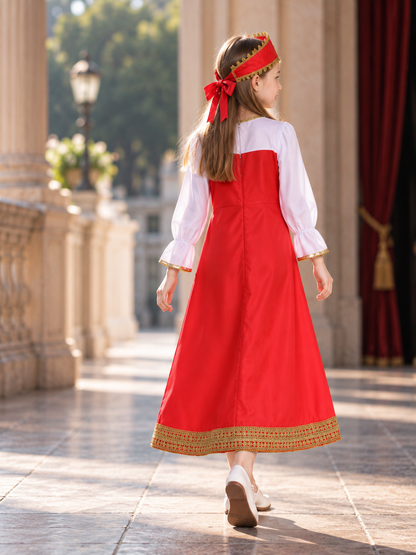 Red Carnival Dress with Headpiece back view