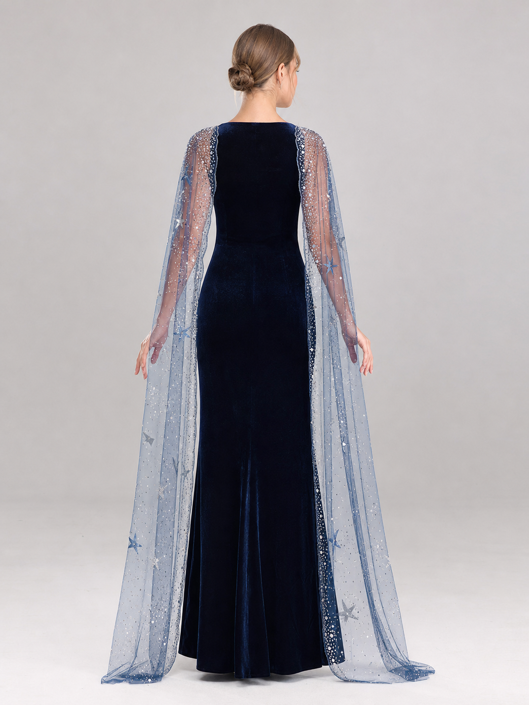 Vampire Costume with Long Dress and Cape