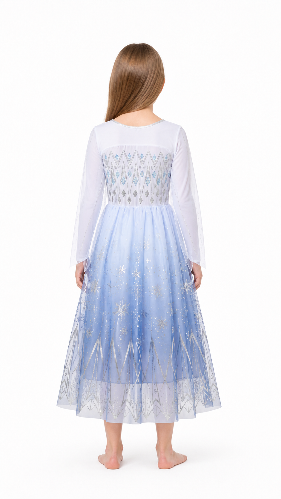 Girls' Party Dress with Sequins and Snowflakes back view