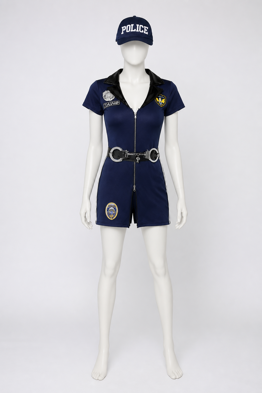 Dark Blue Short-Sleeve Police Costume back view
