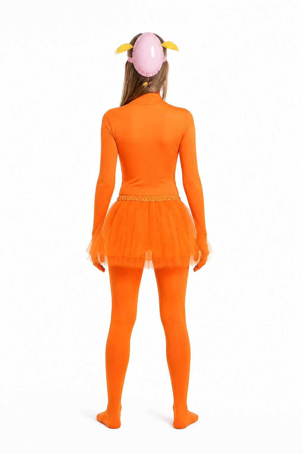 Orange Lorax Cosplay Jumpsuit with Tutu Skirt back view