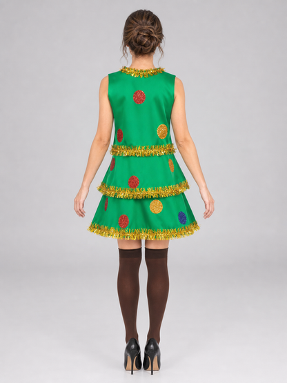Green Christmas Tree Costume for Cosplay with Accessories