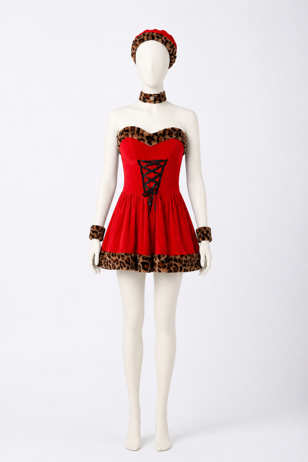 Sleeveless Dress with Leopard Trim back view