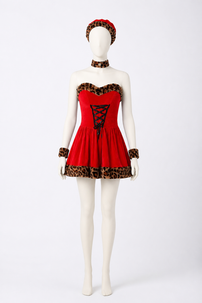 Sleeveless Dress with Leopard Trim back view