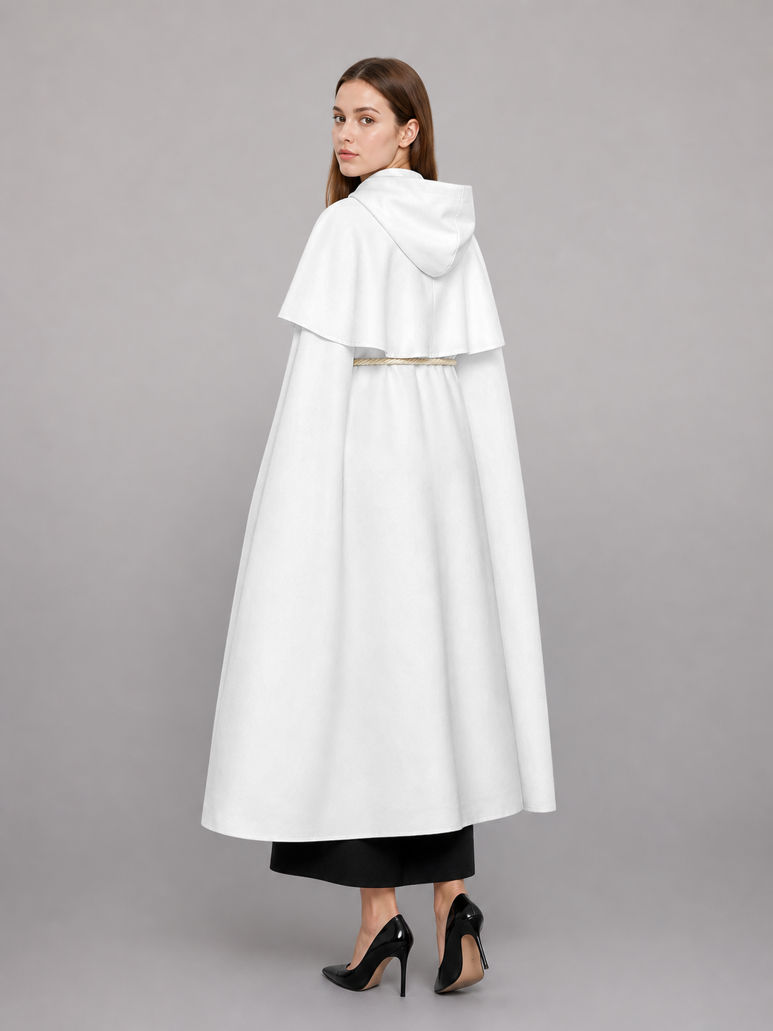White hooded carnival cloak for cosplay