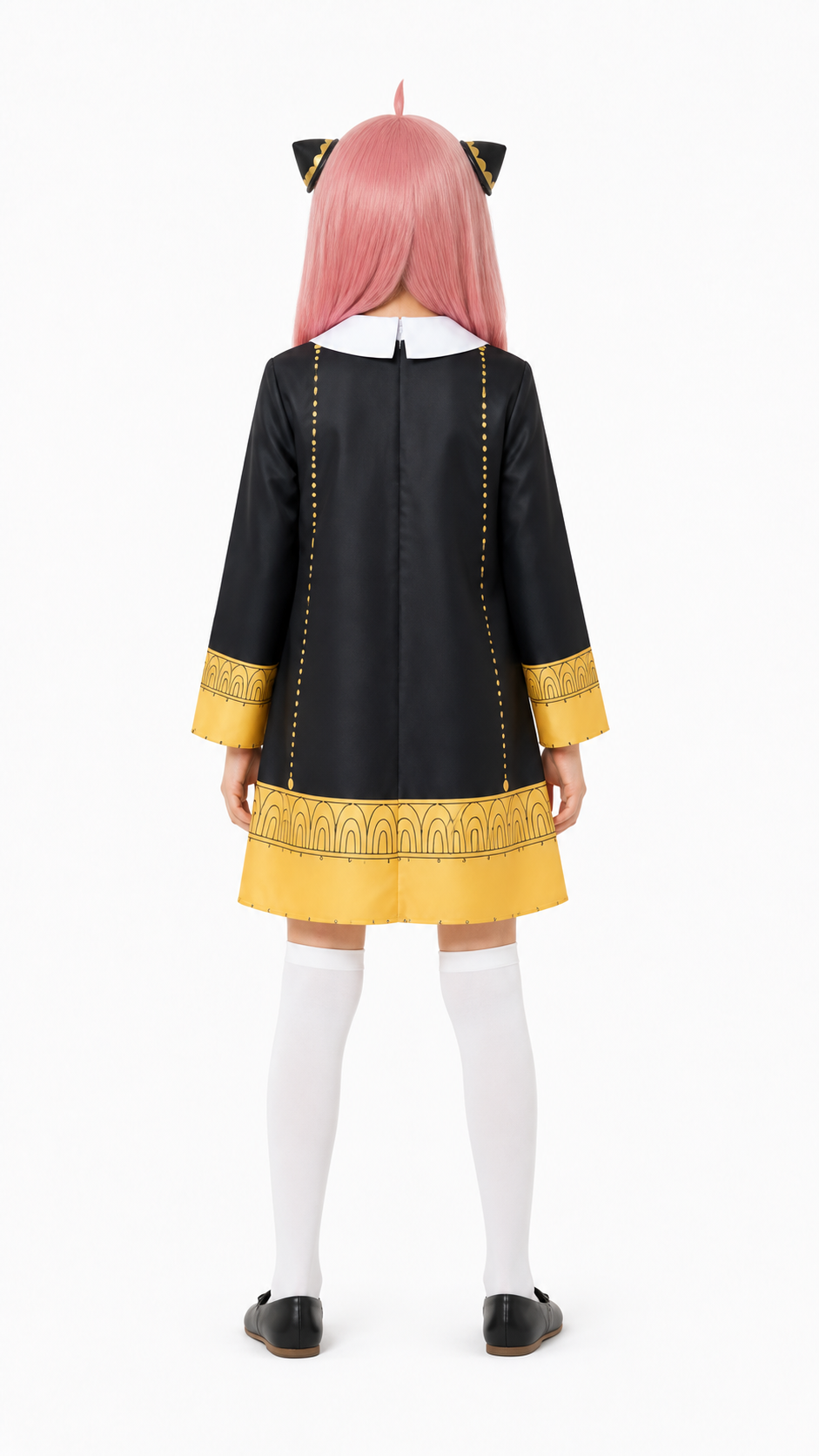 Anya Forger Halloween Cosplay Costume with Wig back view