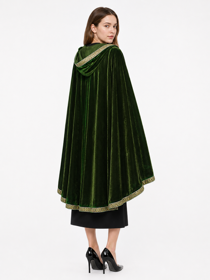 Dark Green Hooded Carnival Cloak