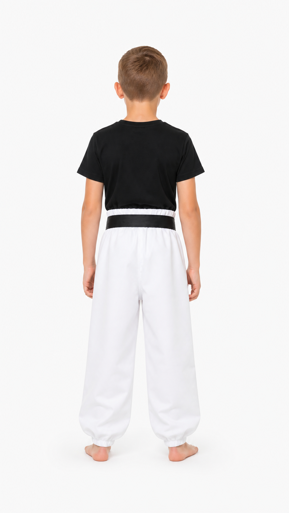JJK Black-and-White Cosplay Costume with Belt and Wide-Leg Pants back view