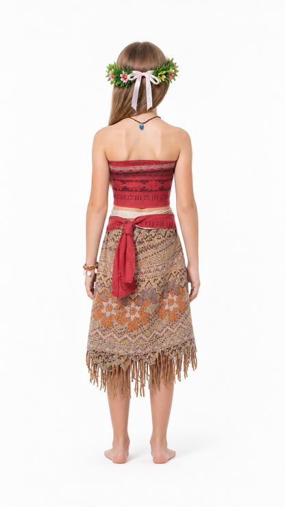 Moana Children's Costume with Skirt and Top back view