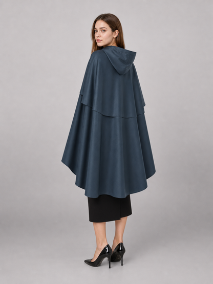 Dark Blue Hooded Costume Cape for Cosplay back view 2