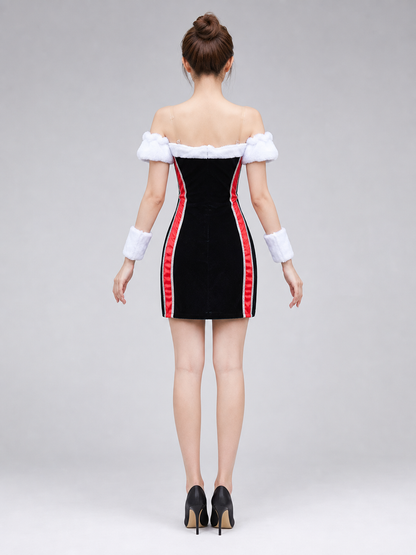 New Year's Stage Costume with Bow and Trim back view