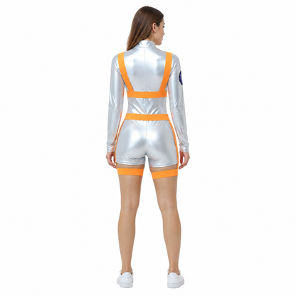 Silver Astronaut Jumpsuit for Cosplay back view