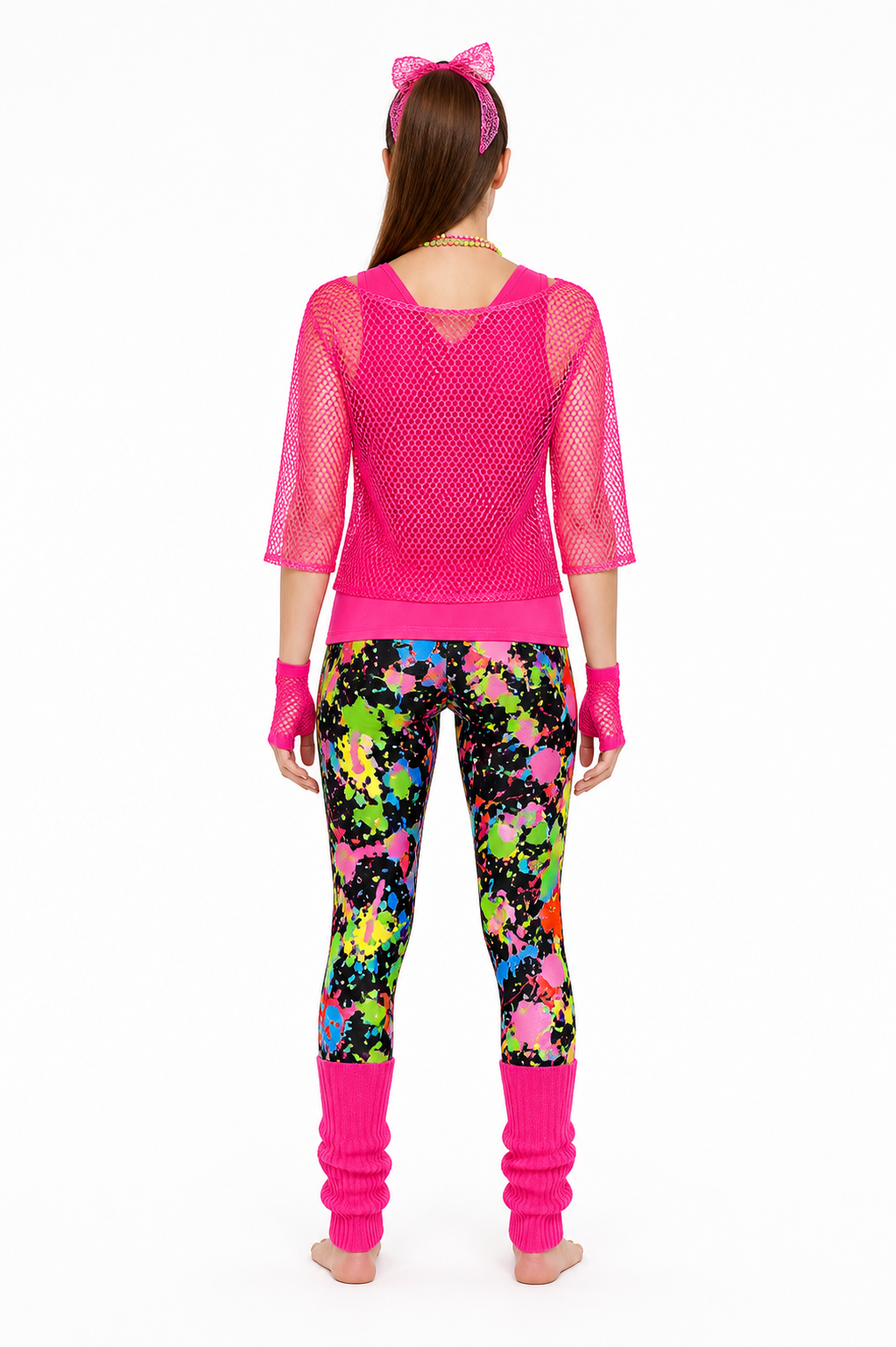 Retro Costume with Mesh Top and Printed Pants back view