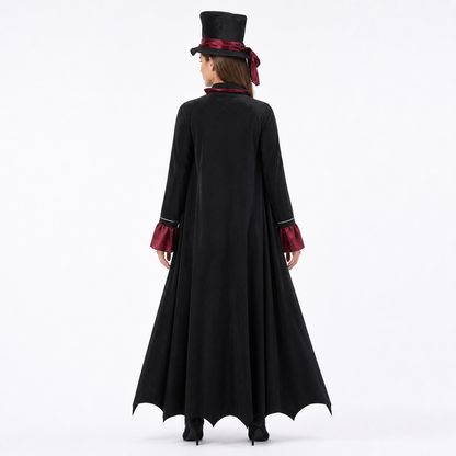 Red and Black Vampire Costume with Cape for Halloween back view