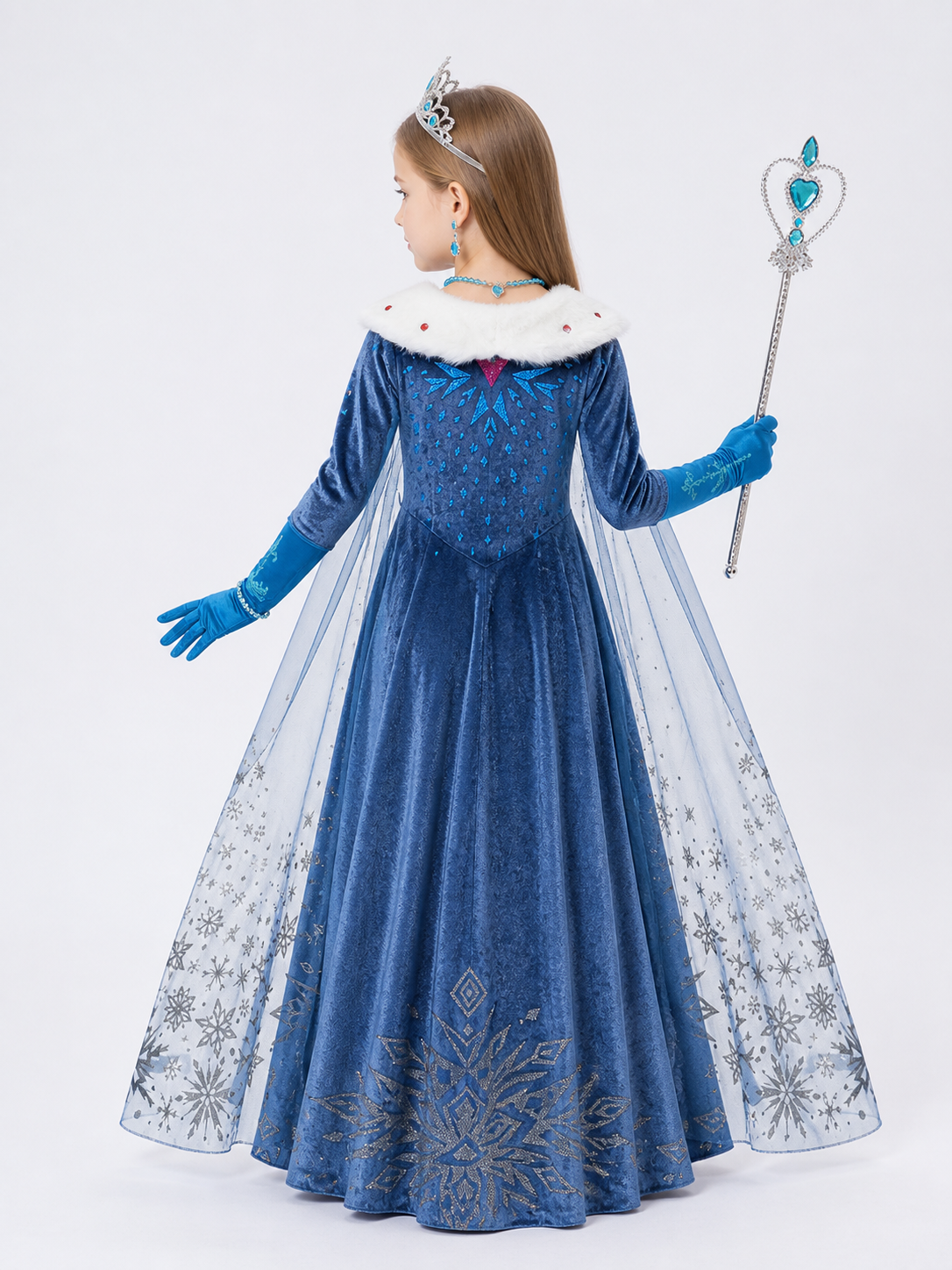 Snow Queen Halloween Costume with Cape back view