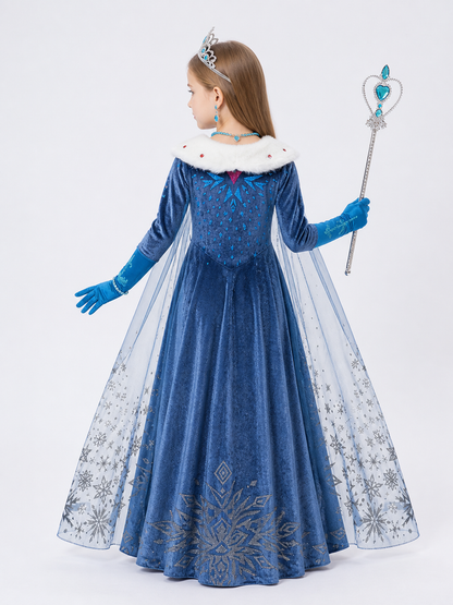 Snow Queen Halloween Costume with Cape back view