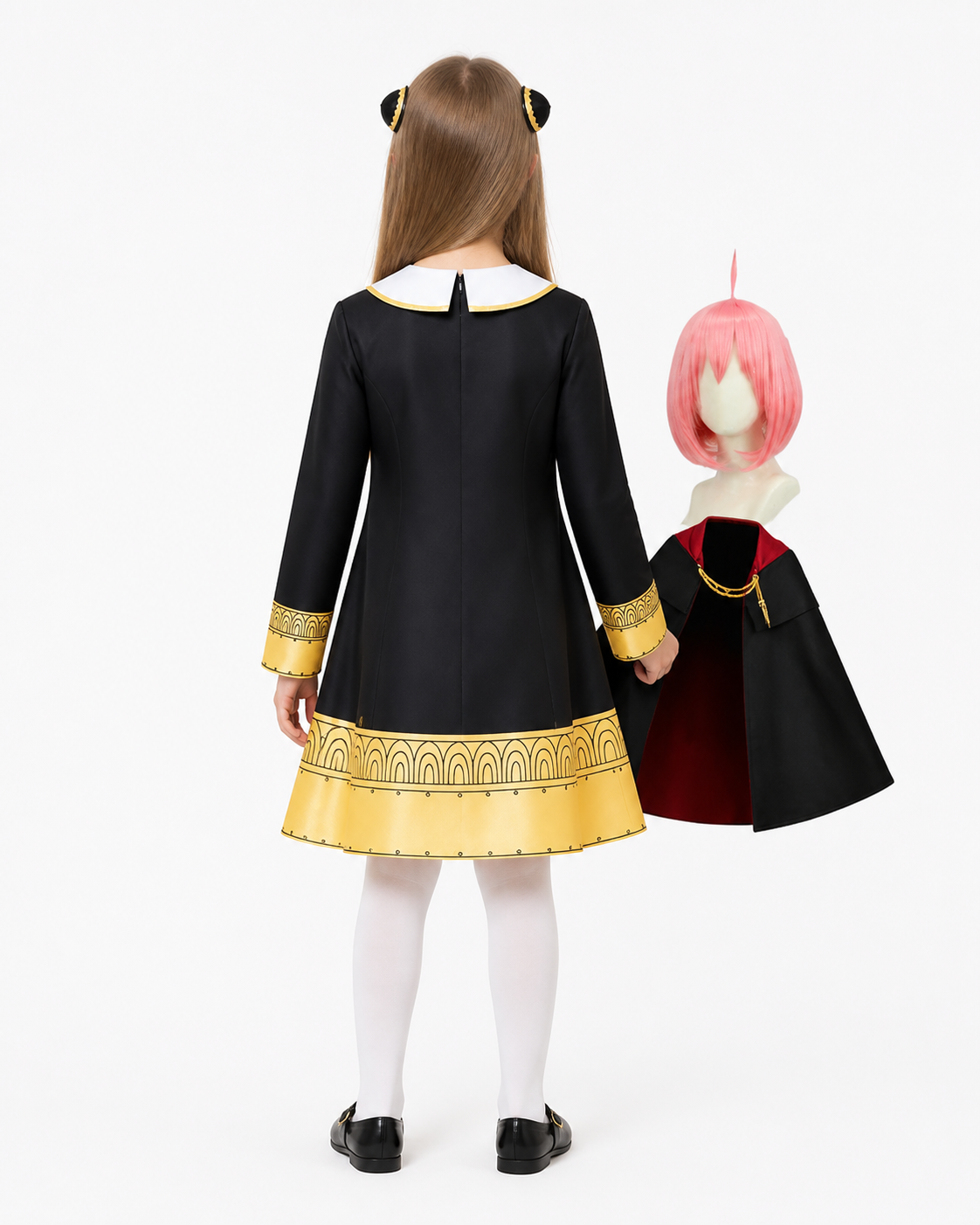 Anya Forger Cosplay Costume with Cape from SPY x FAMILY back view