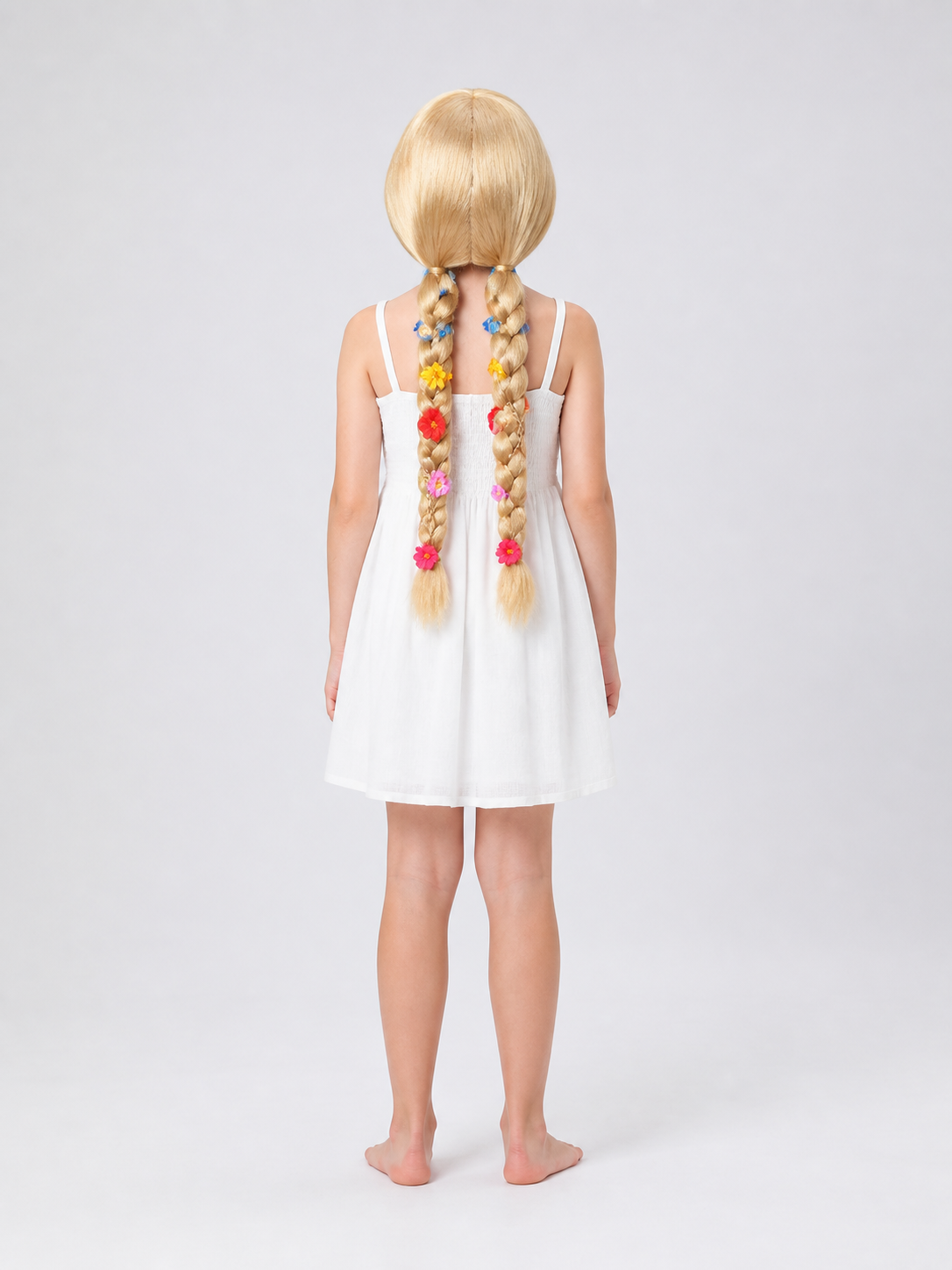 Golden Carnival Wig with a Braid for Halloween back view
