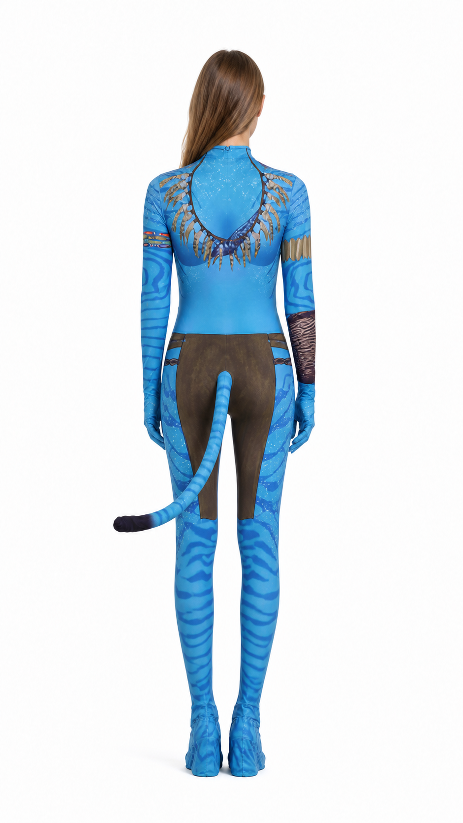Blue Stage Jumpsuit with Long Tail back view