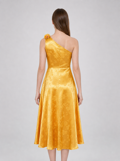 Yellow cosplay dress with floral accents