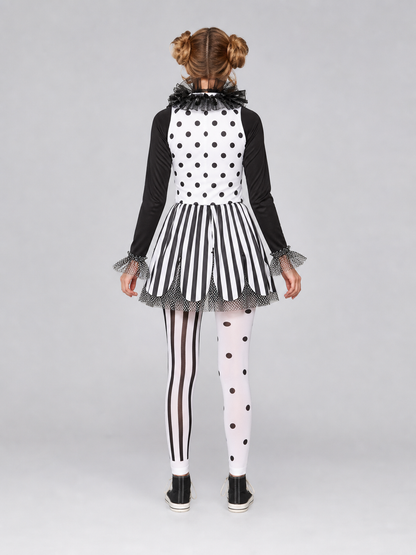 Black and White Clown Costume for Halloween and Cosplay back view