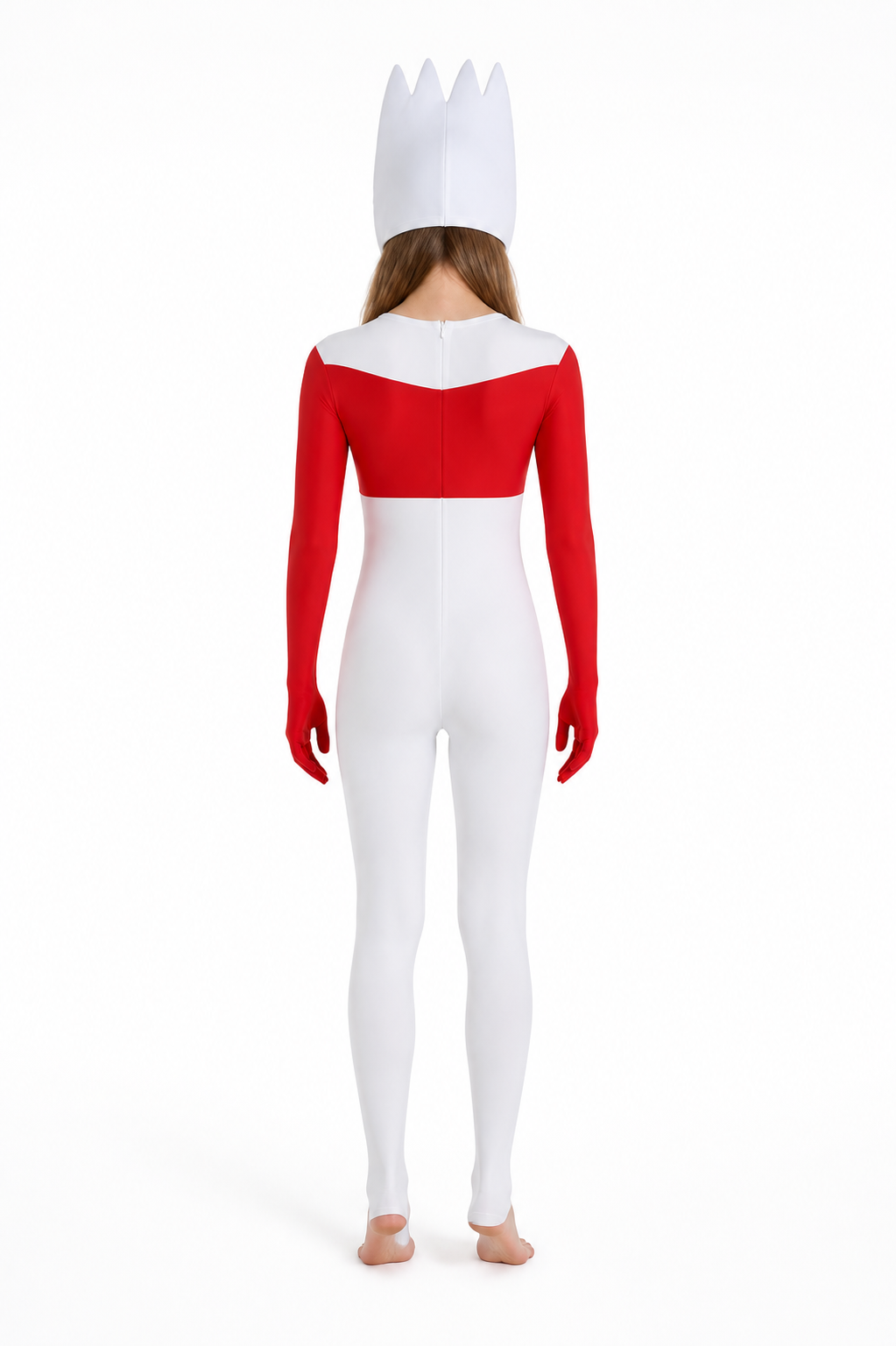 Red and White Cartoon Character Jumpsuit back view
