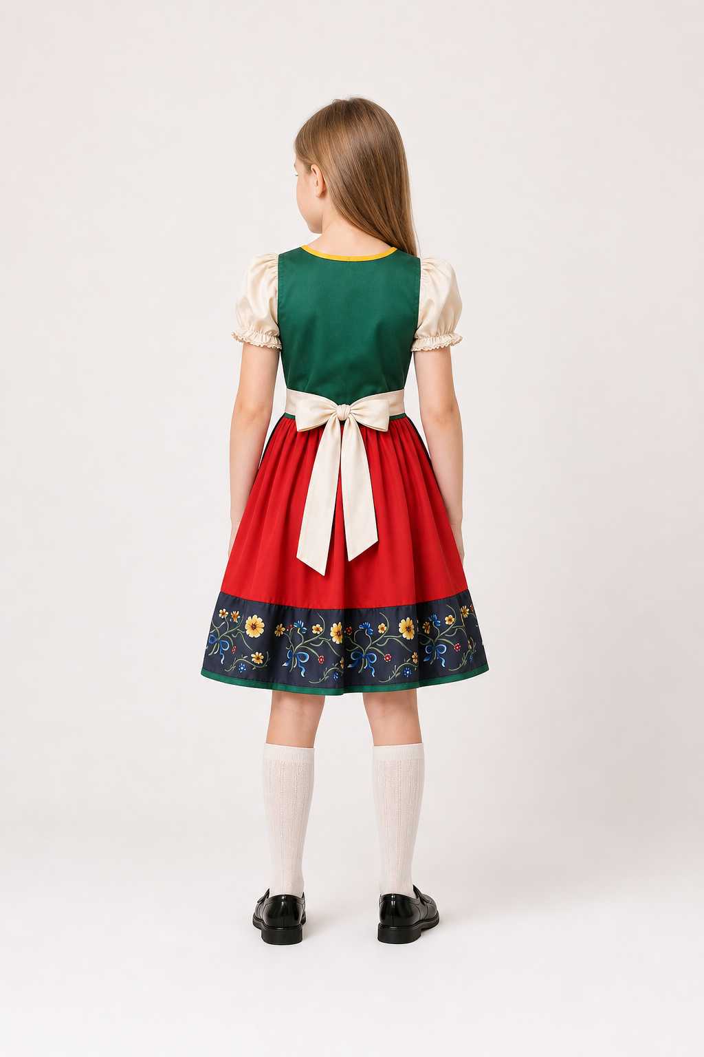 Dirndl Dress with Apron and Lace-Up Front, A-Line Silhouette
