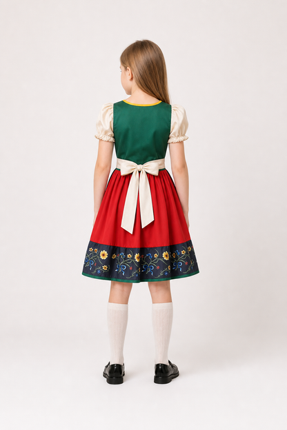 Dirndl Dress with Apron and Lace-Up Front, A-Line Silhouette