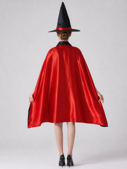 Carnival Costume: Red and Black Cape and Hat