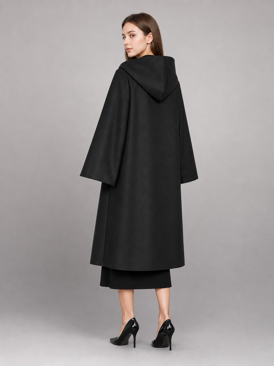 Black hooded carnival cloak for costumes