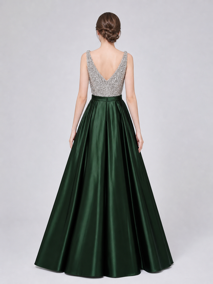 Sleeveless Evening Dress with a V-Neckline