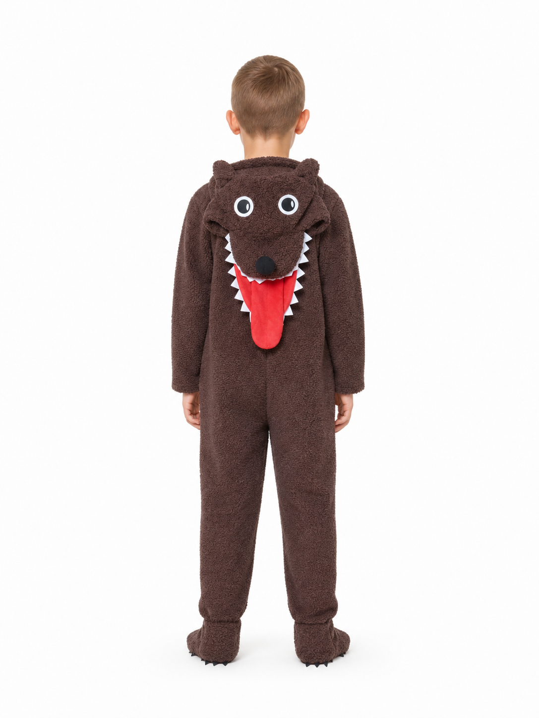 Kids' Wolf Costume with Hood and Claws back view