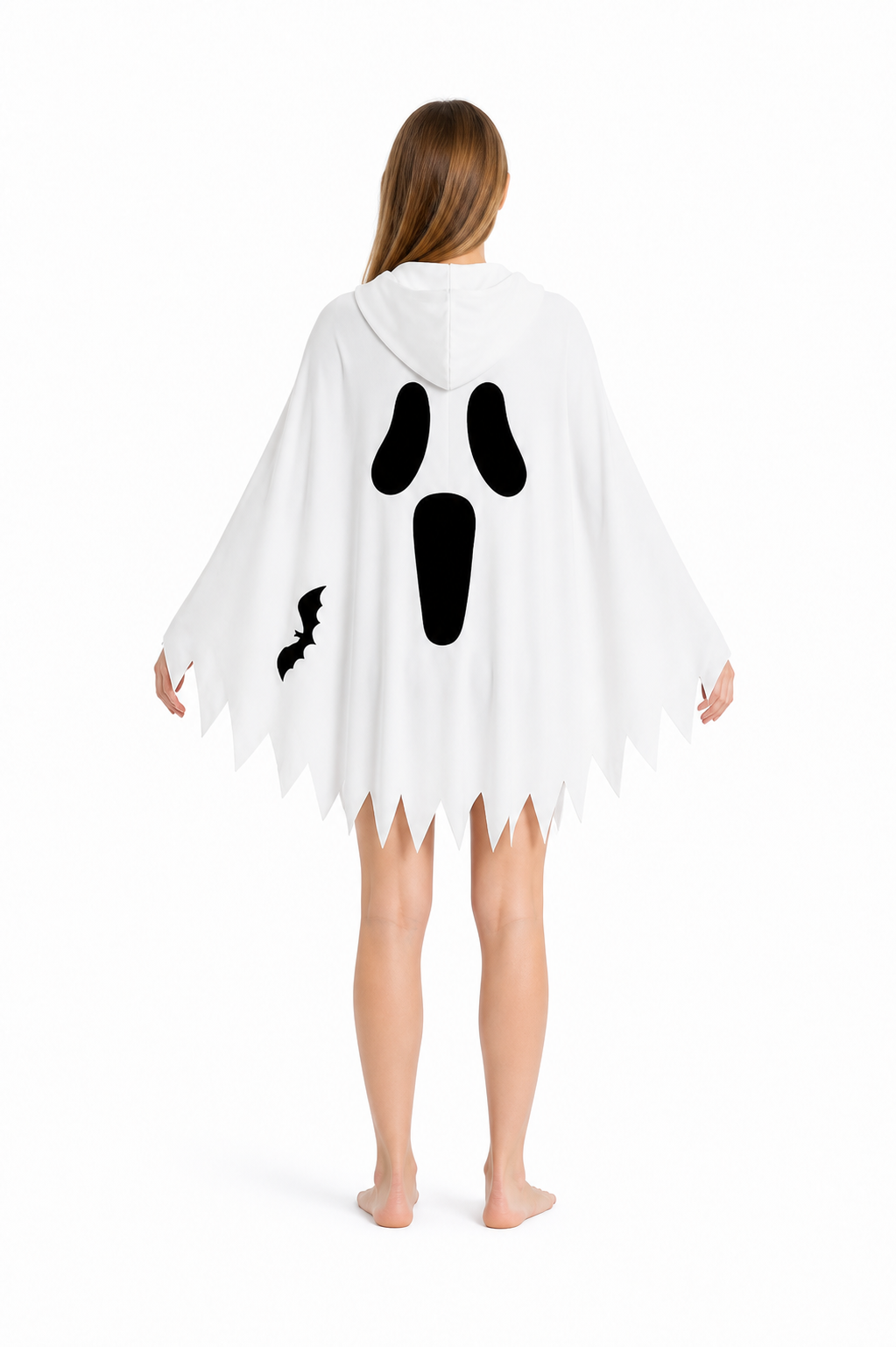 Hooded Cape with Glow-in-the-Dark Print back view