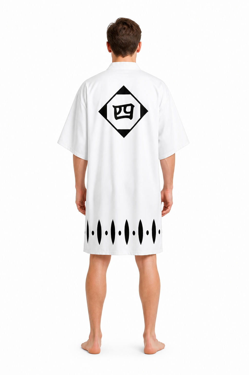 White Kimono with Wide Sleeves for Cosplay back view