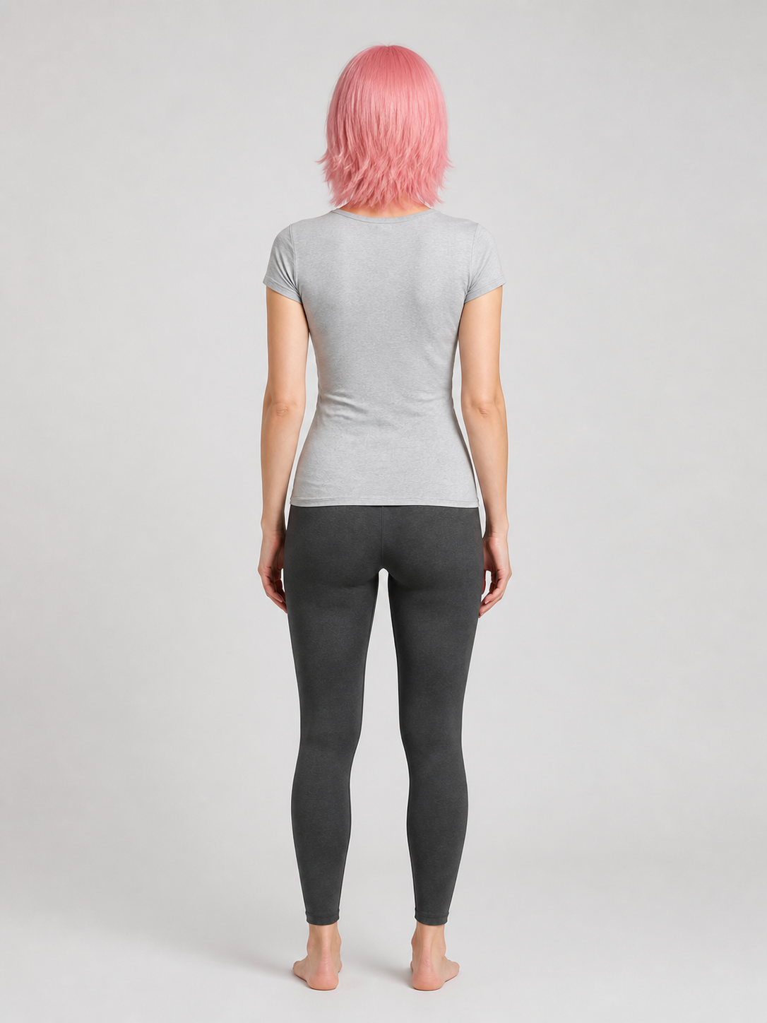Pink Medium-Length Layered Cosplay Wig back view
