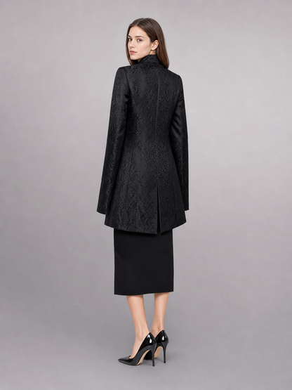 Black carnival cloak with jacquard pattern