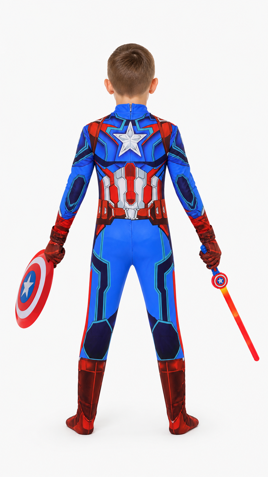 Children's Captain America Costume with Mask and Shield back view