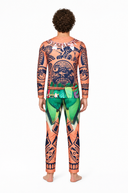 Maui Carnival Costume, Patterned Jumpsuit back view