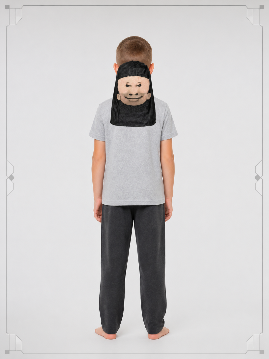 Flesh-Tone Carnival Mask with Black Hair
