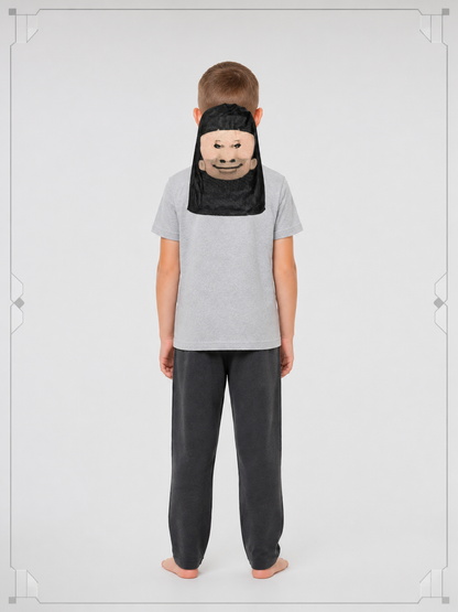 Flesh-Tone Carnival Mask with Black Hair