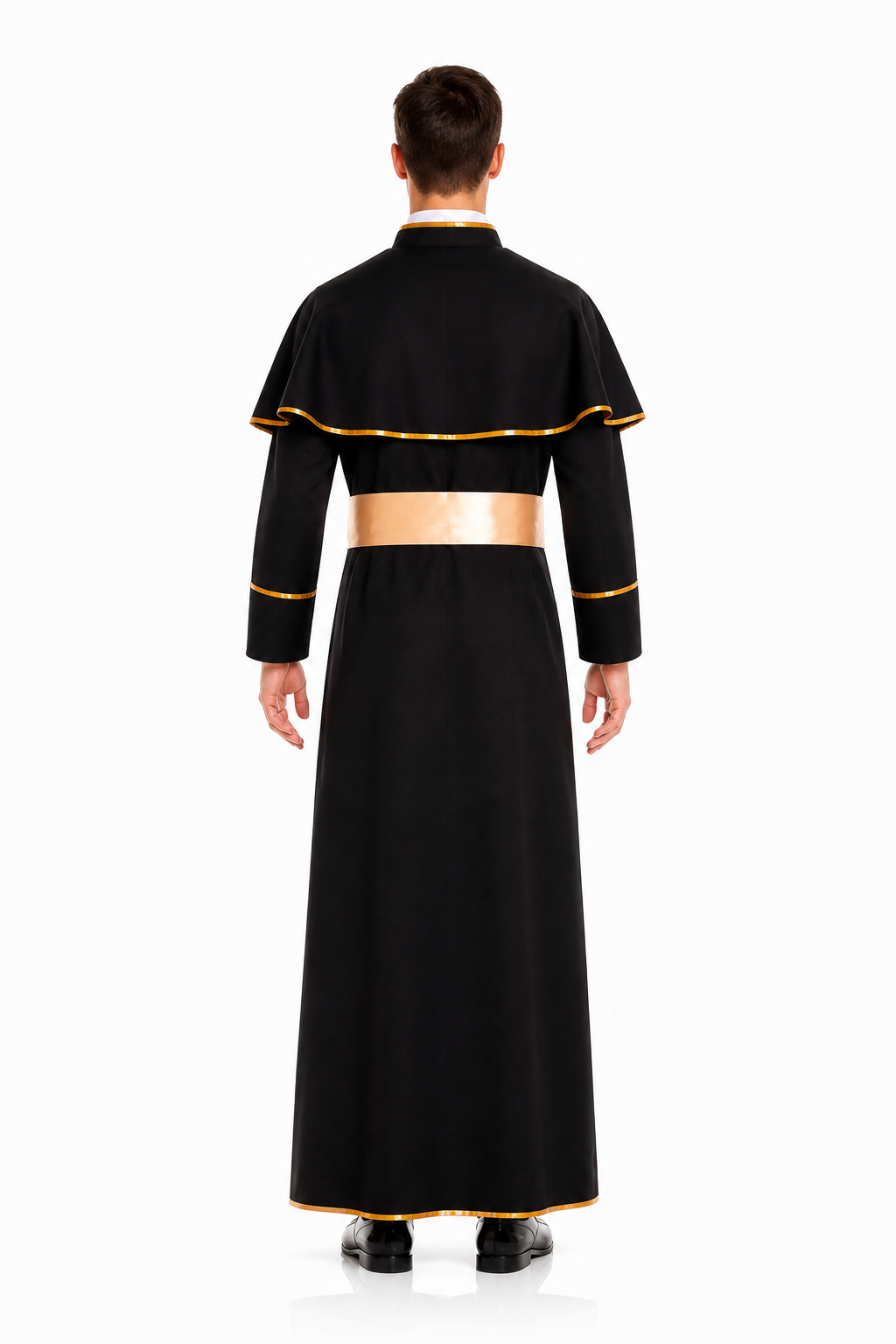 Black Carnival Cassock with Gold Trim and Belt