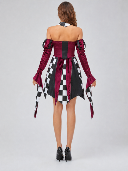 Retro Carnival Dress with Checkered Print