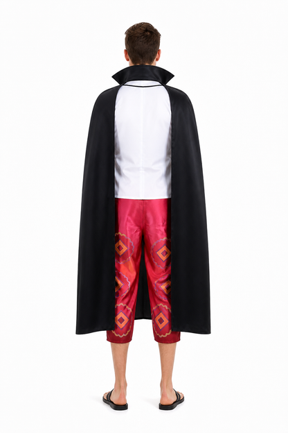 Pirate Cosplay Costume, Cape, Vest, and Pants back view
