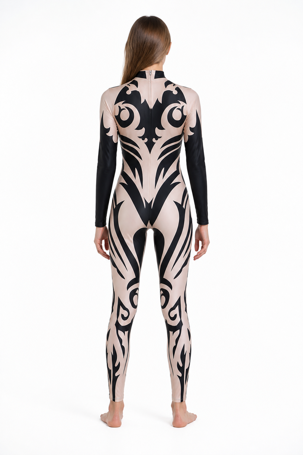Black and Beige Print Jumpsuit for Queen Cosplay back view